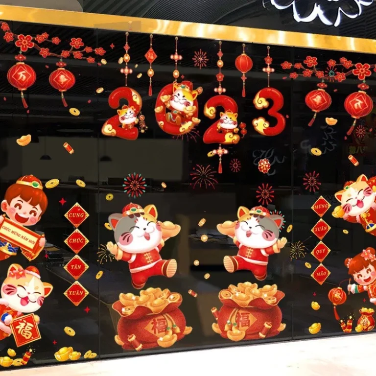 Decal dán kính trang trí ngày Tết