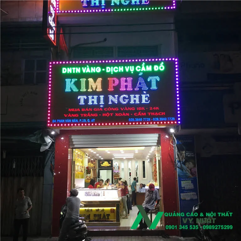 Bảng hiệu tiệm vàng đèn Led Kim Phát