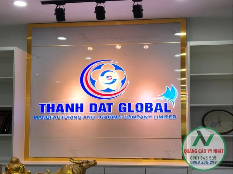 Backdrop quầy lễ tân chữ nổi đèn led đẹp nhất